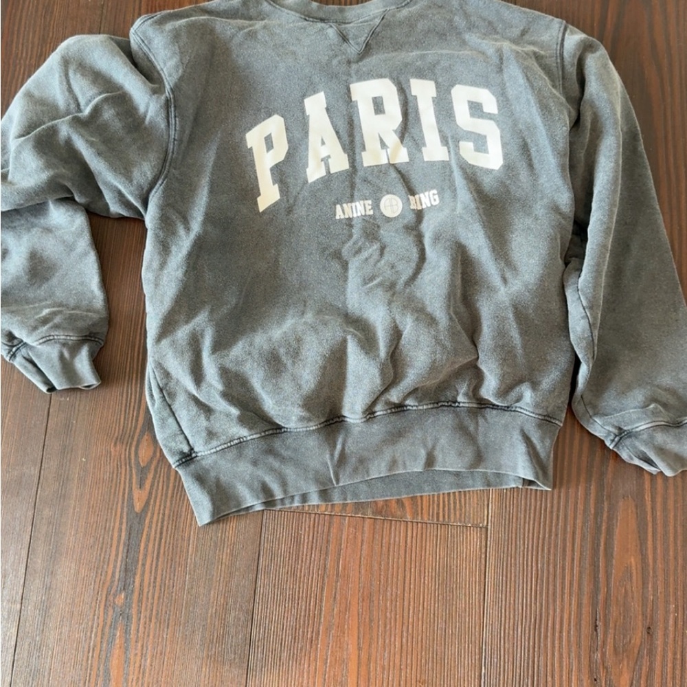 COPY - Anine Bing Gray Crewneck Sweater with Paris Print